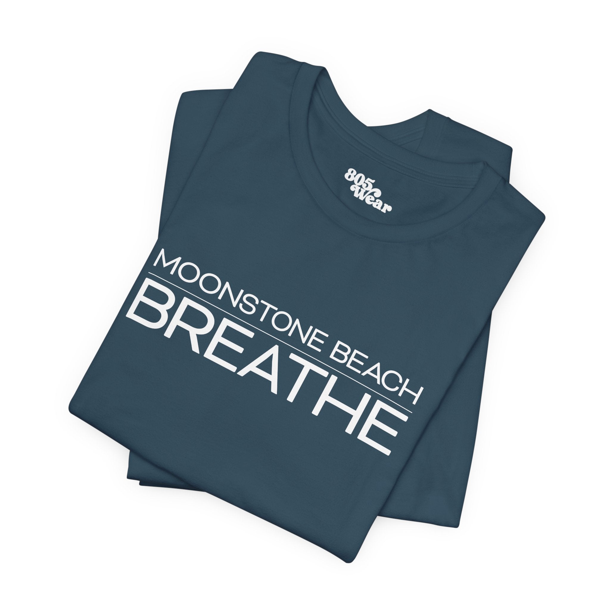 Moonstone Beach Breathe Tee, Ocean Lover Shirt, Coastal Vibes T-Shirt, Relaxation Top, Beach Vacation Apparel, Summer Graphic Tee