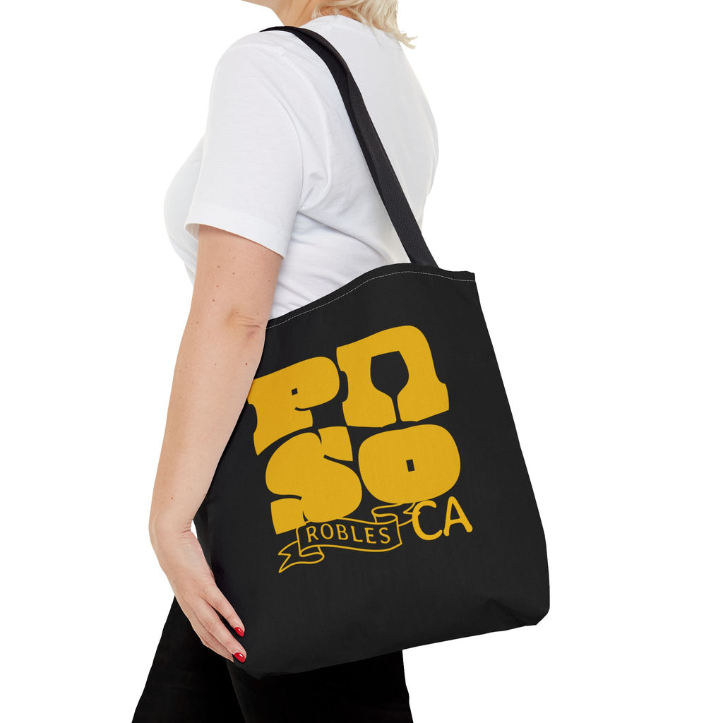 Paso Robles CA Retro Tote Bag - Vintage Yellow Logo AOP Canvas Tote