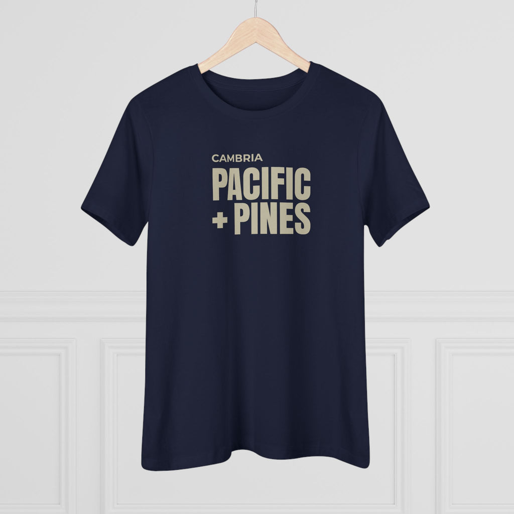 Pacific + Pines Women's Cotton Tee — Cambria Coastal Graphic Shirt