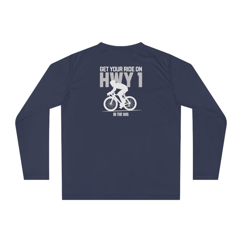 Performance Long Sleeve Shirt - Hwy 1 in the 805 Design on the back