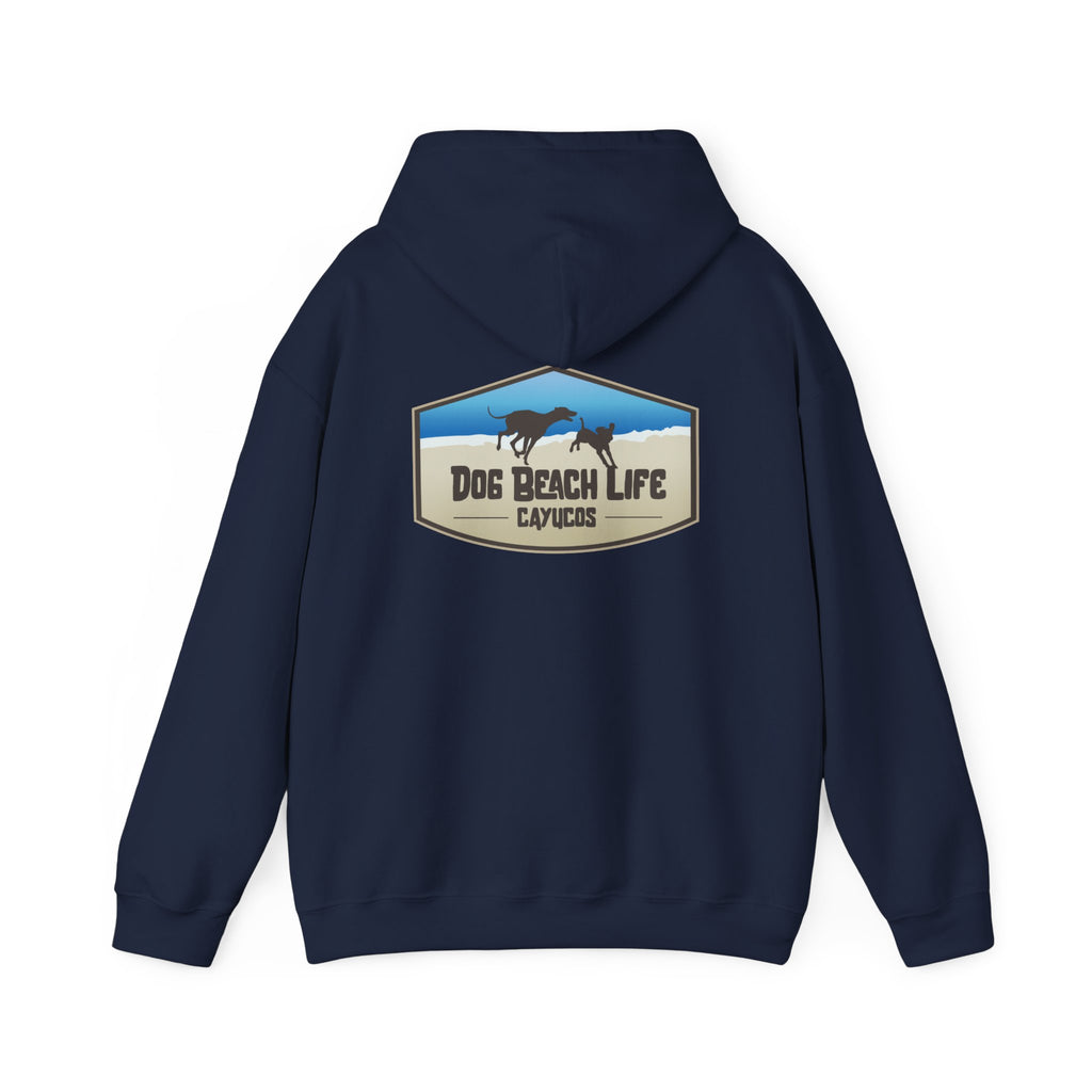 Dog Beach Life Cayucos, CA Unisex Hoodie, Cozy Sweatshirt for Beach Lovers, Perfect Gift for Surfers, Summer Relaxation, Ocean Adventure