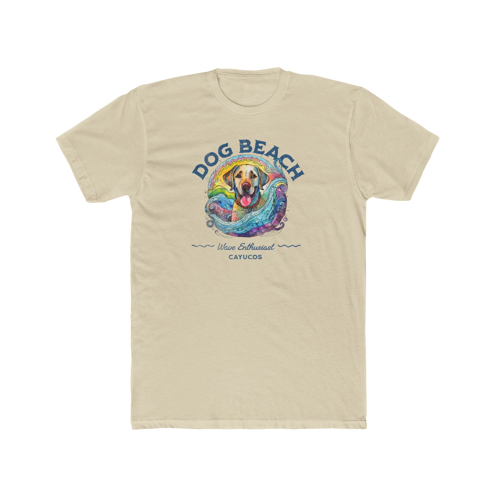 Cayucos Surf Cotton Tee - Dogs love the Surf Design