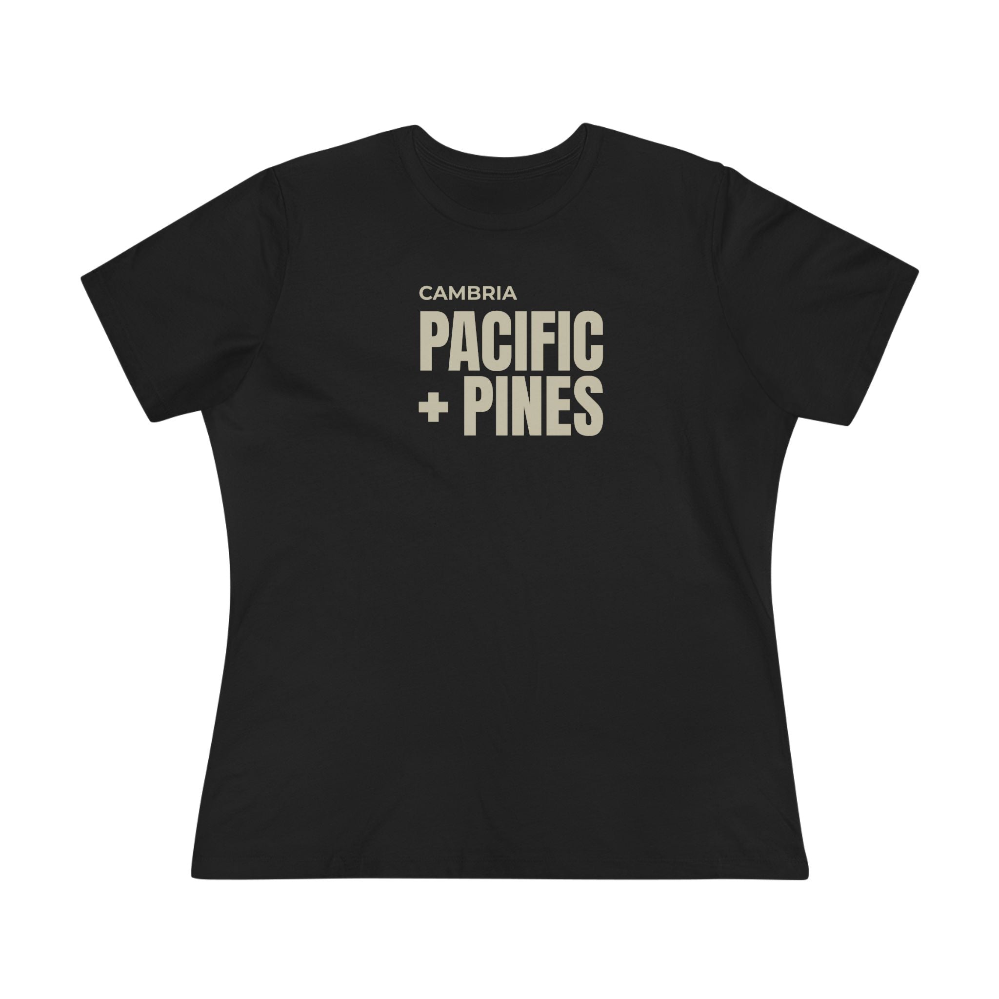 Pacific + Pines Women's Cotton Tee — Cambria Coastal Graphic Shirt