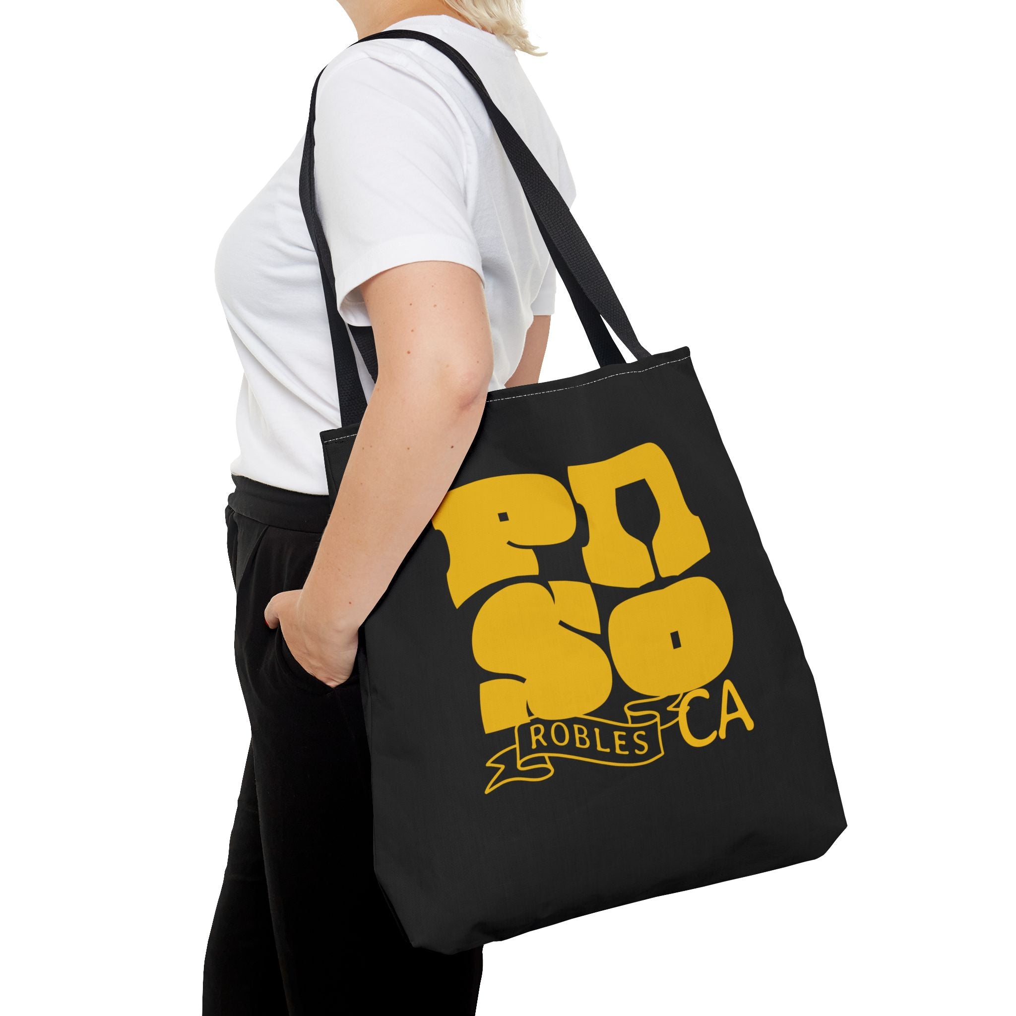Paso Robles CA Retro Tote Bag - Vintage Yellow Logo AOP Canvas Tote