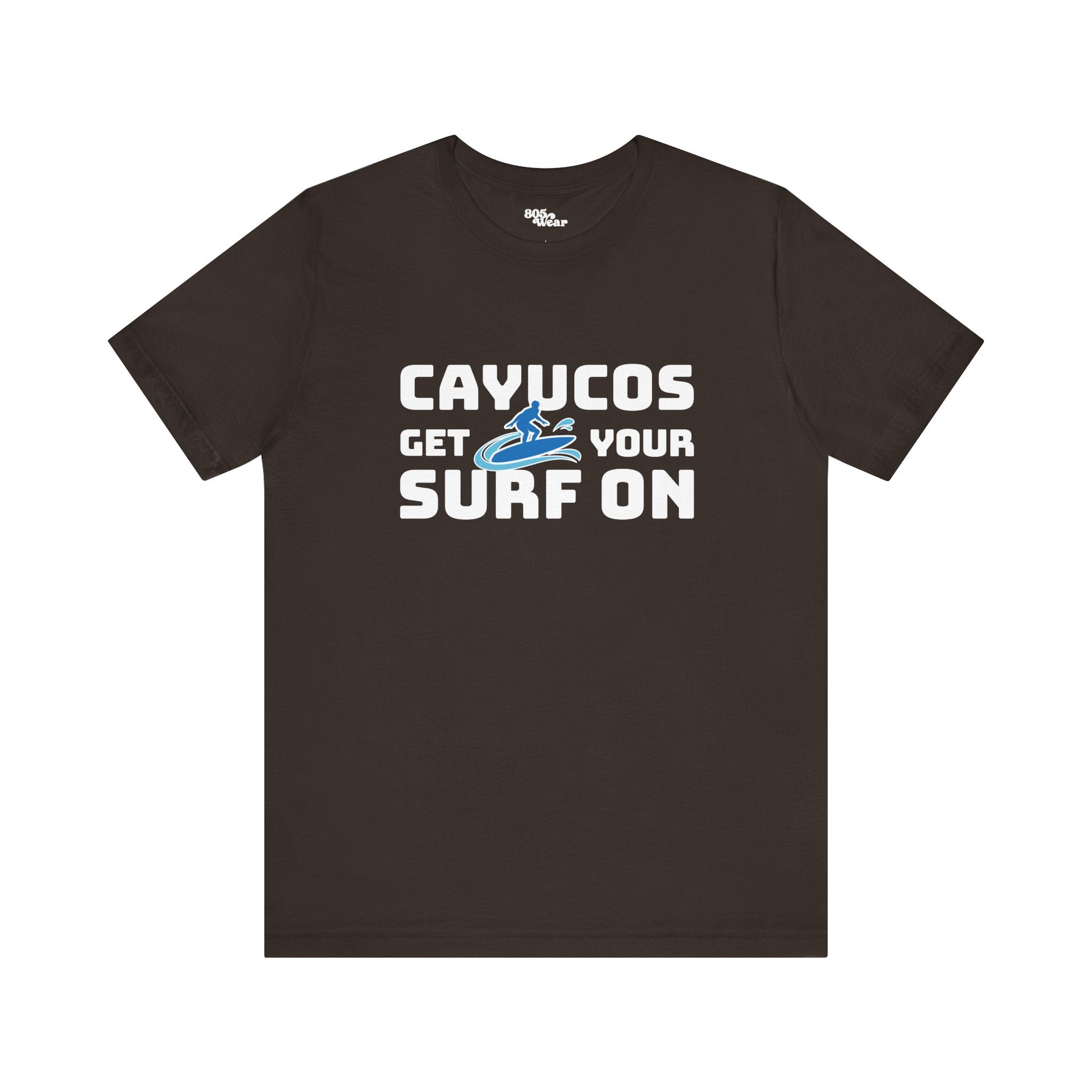 Surfing Cayucos Unisex Tee, Beach Graphic T-Shirt, California Waves Shirt, Coastal Summer Top, Ocean Lover Gift, Surfboard Apparel