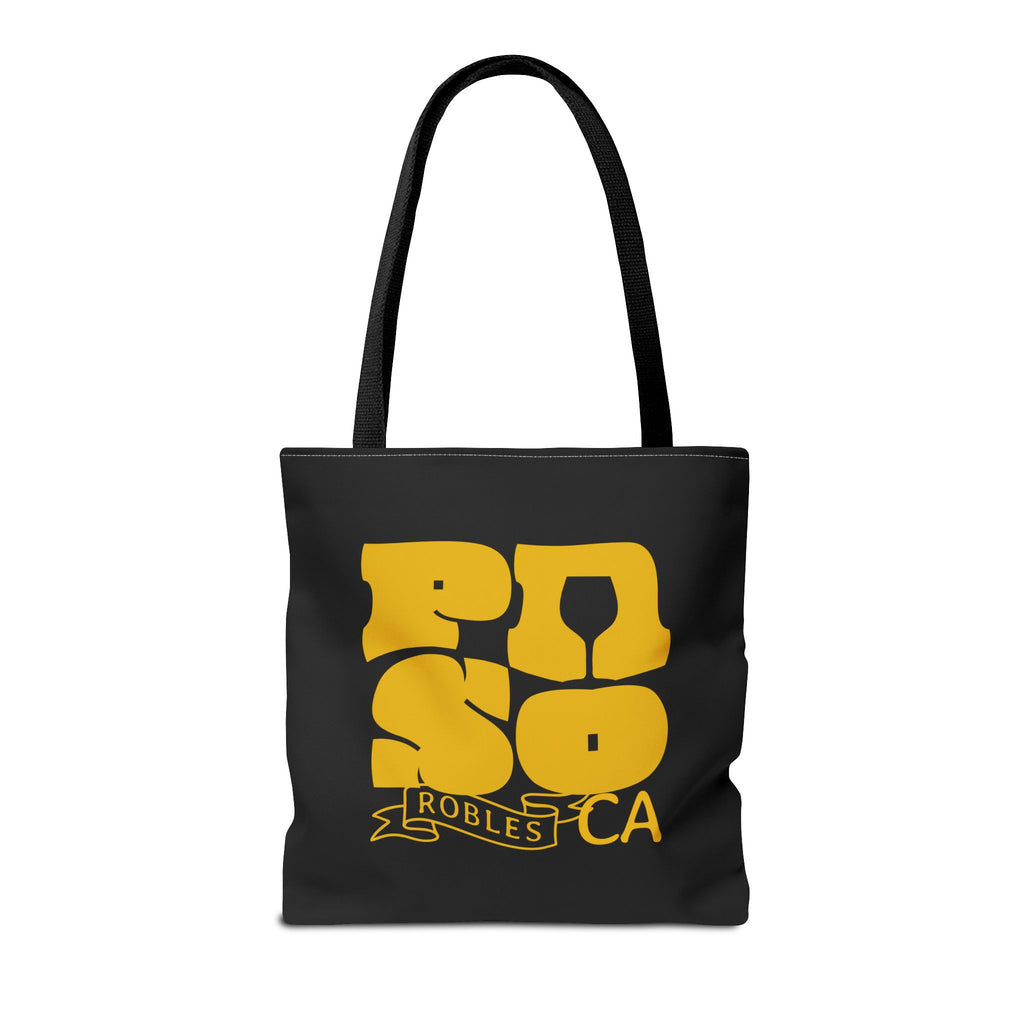 Paso Robles CA Retro Tote Bag - Vintage Yellow Logo AOP Canvas Tote