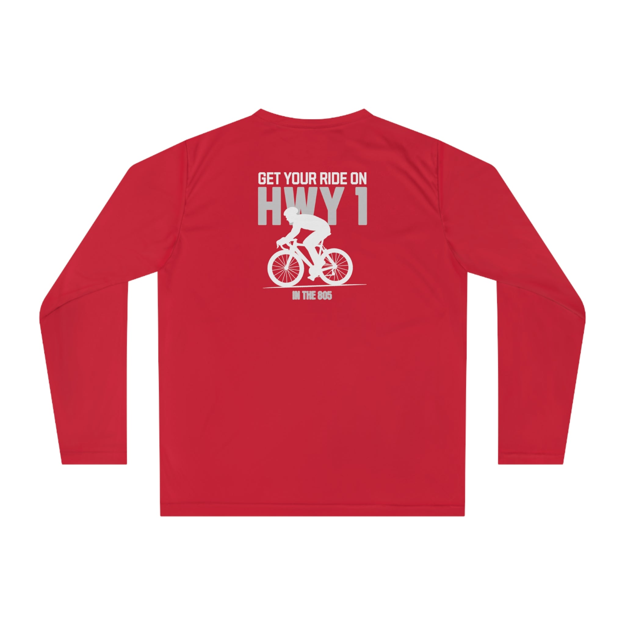 Performance Long Sleeve Shirt - Hwy 1 in the 805 Design on the back