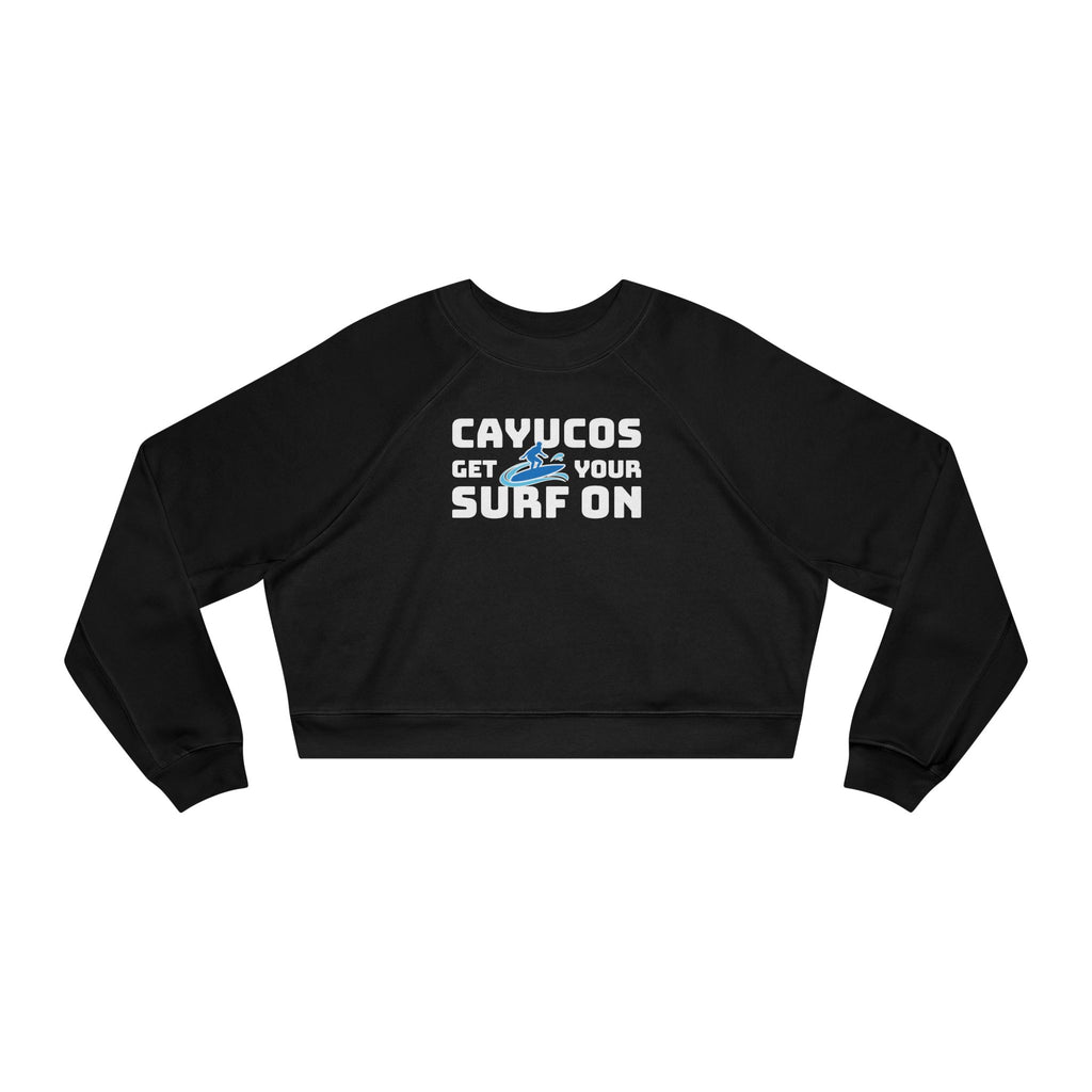 Cropped Fleece Pullover Cayucos - Get Your Surf On, Beach Vibe Sweater, Summer Festival Top