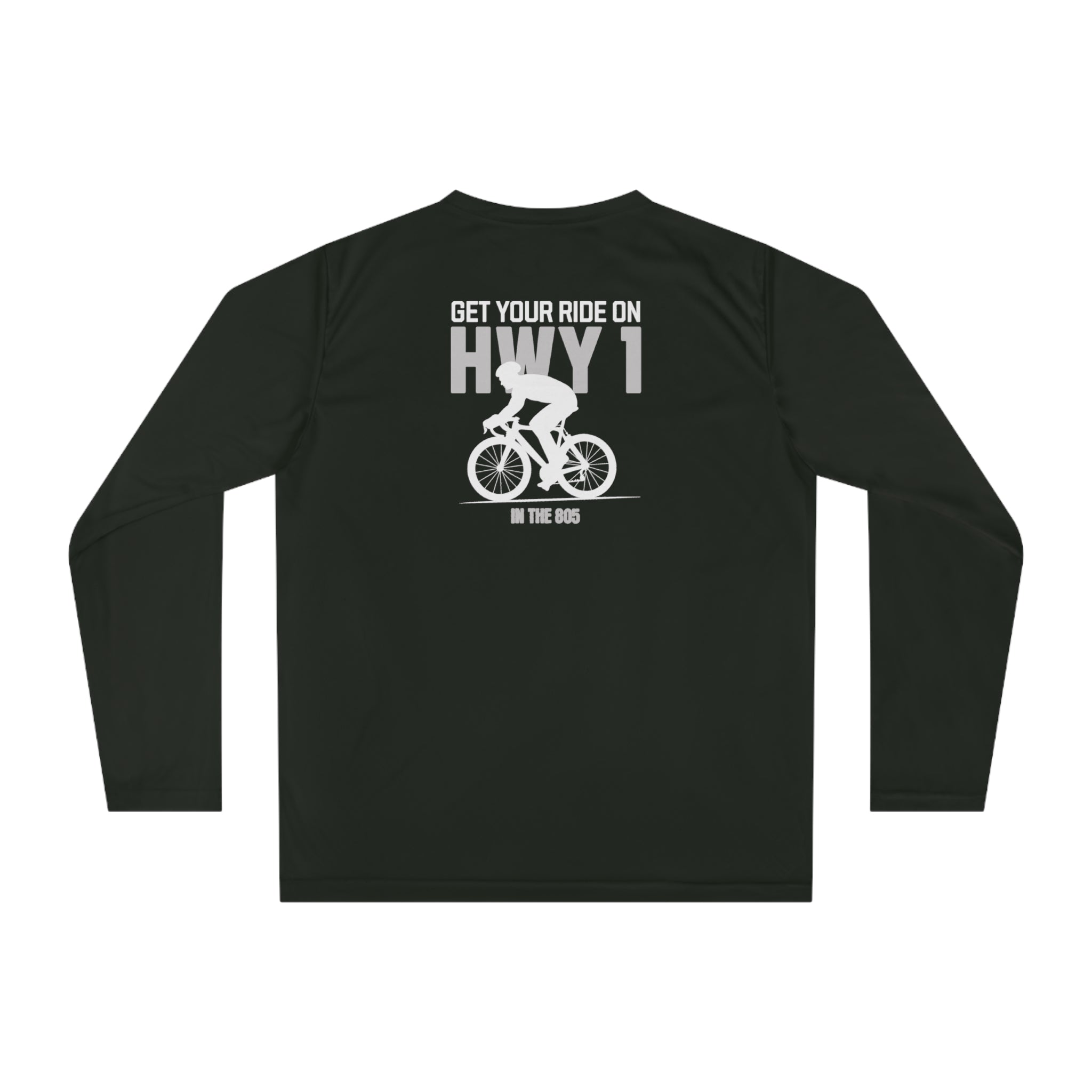 Performance Long Sleeve Shirt - Hwy 1 in the 805 Design on the back