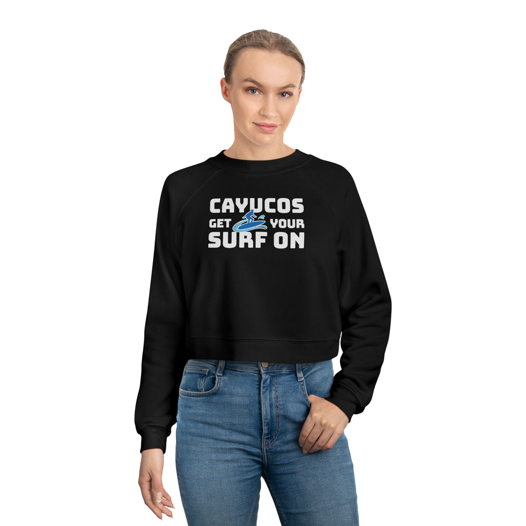 Cropped Fleece Pullover Cayucos - Get Your Surf On, Beach Vibe Sweater, Summer Festival Top