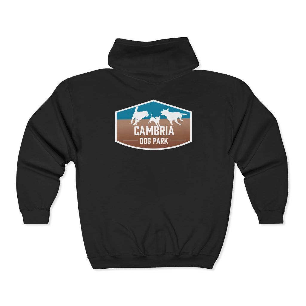 Cambria Dog Park Zip Hoodie — Scenic Coastal Mountain Pet Lover Sweatshirt