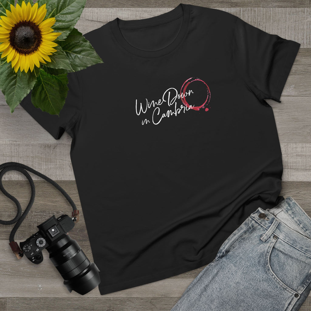 Wine Down in Cambria Tee, Women T-Shirt, Wine Lover Gifts, Summer Outing Top, Relaxed Fit Graphic Tee
