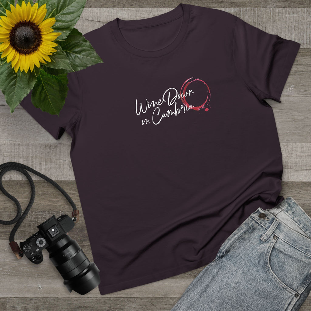 Wine Down in Cambria Tee, Women T-Shirt, Wine Lover Gifts, Summer Outing Top, Relaxed Fit Graphic Tee
