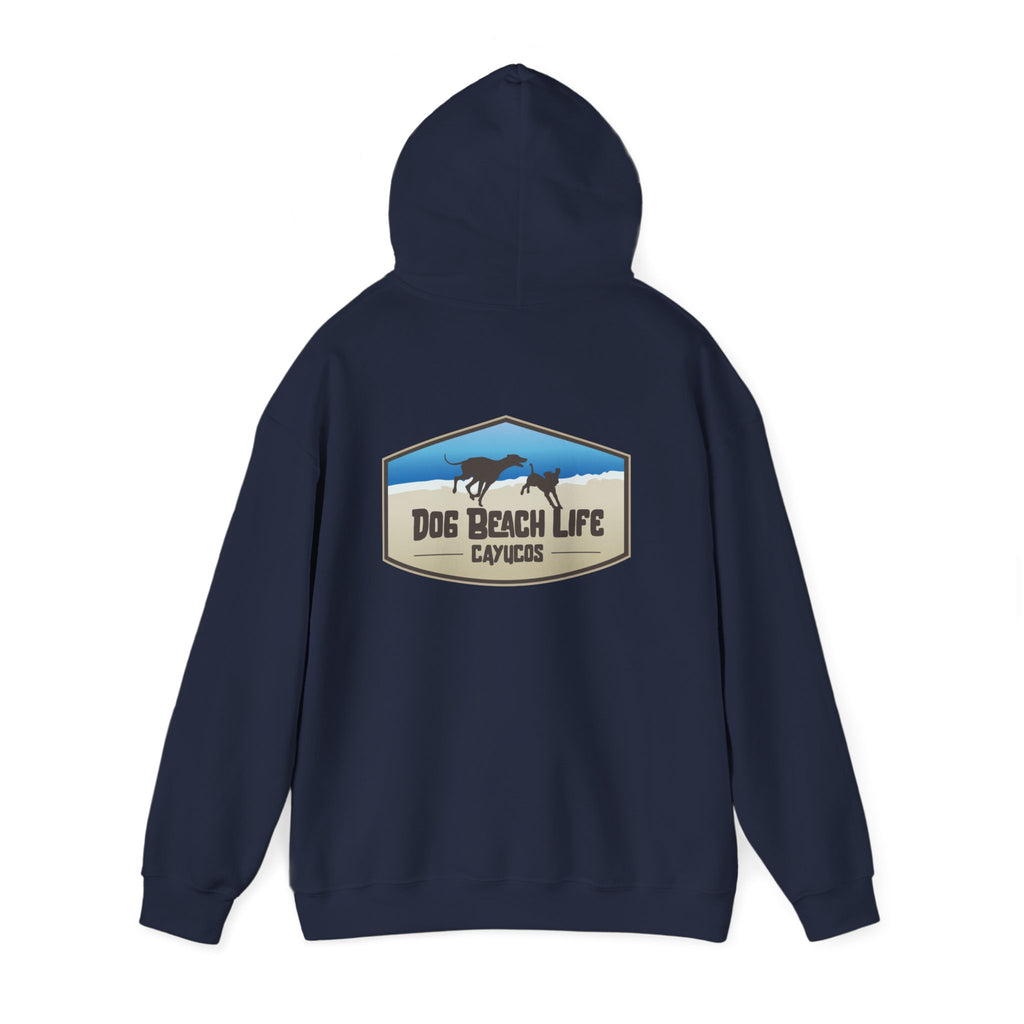 Dog Beach Life Cayucos, CA Unisex Hoodie, Cozy Sweatshirt for Beach Lovers, Perfect Gift for Surfers, Summer Relaxation, Ocean Adventure