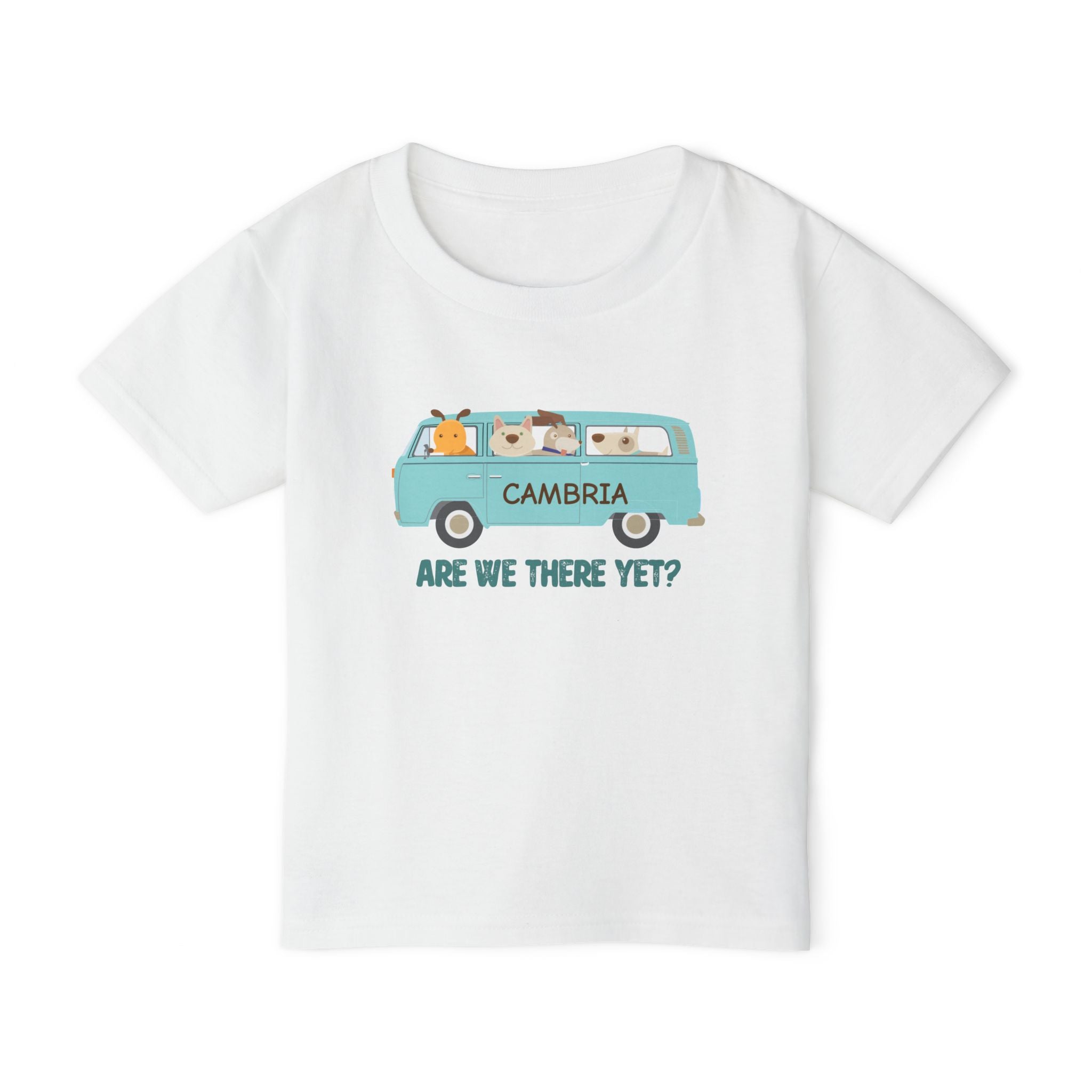 Toddler T-shirt, Cute Dogs in a Bus on the Way to Cambria, Dog Lover Tee, Kids Animal Graphic Shirt, Puppy Print Top, Fun Pet Design Apparel