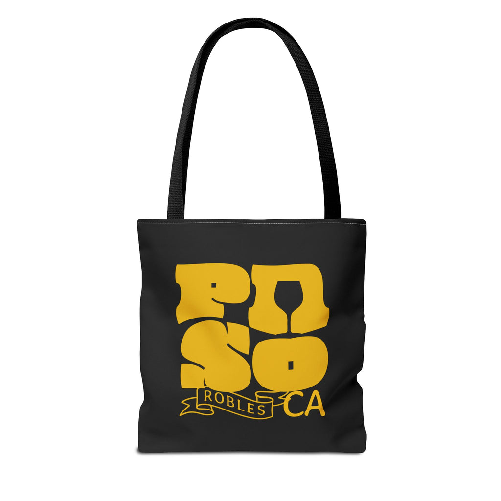Paso Robles CA Retro Tote Bag - Vintage Yellow Logo AOP Canvas Tote