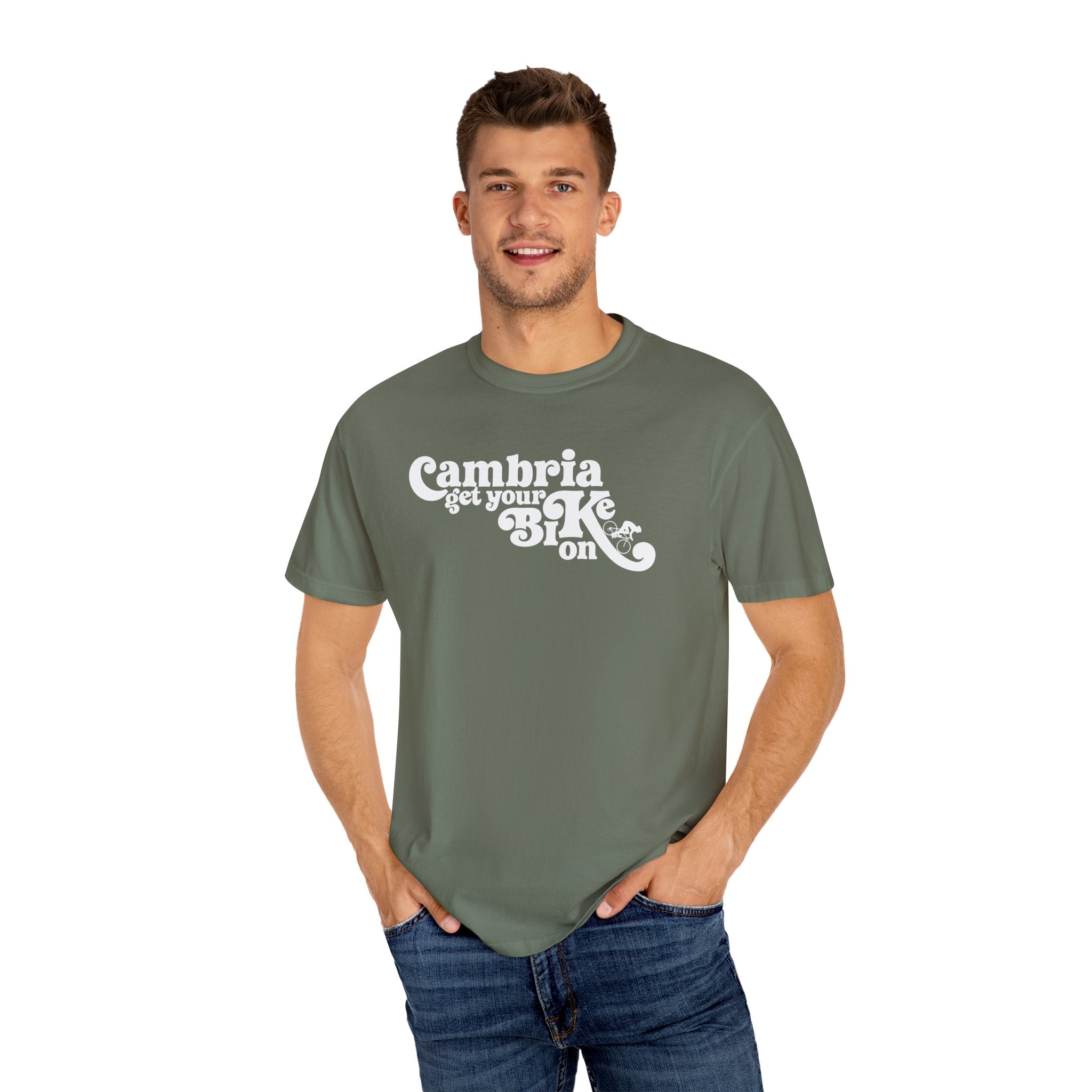 Modern Retro Cambria Biker's Garment-Dyed T-Shirt | Casual Outdoor Wear, Travel Tee, Gift for Bikers, Unisex Apparel, Eco-Friendly Style