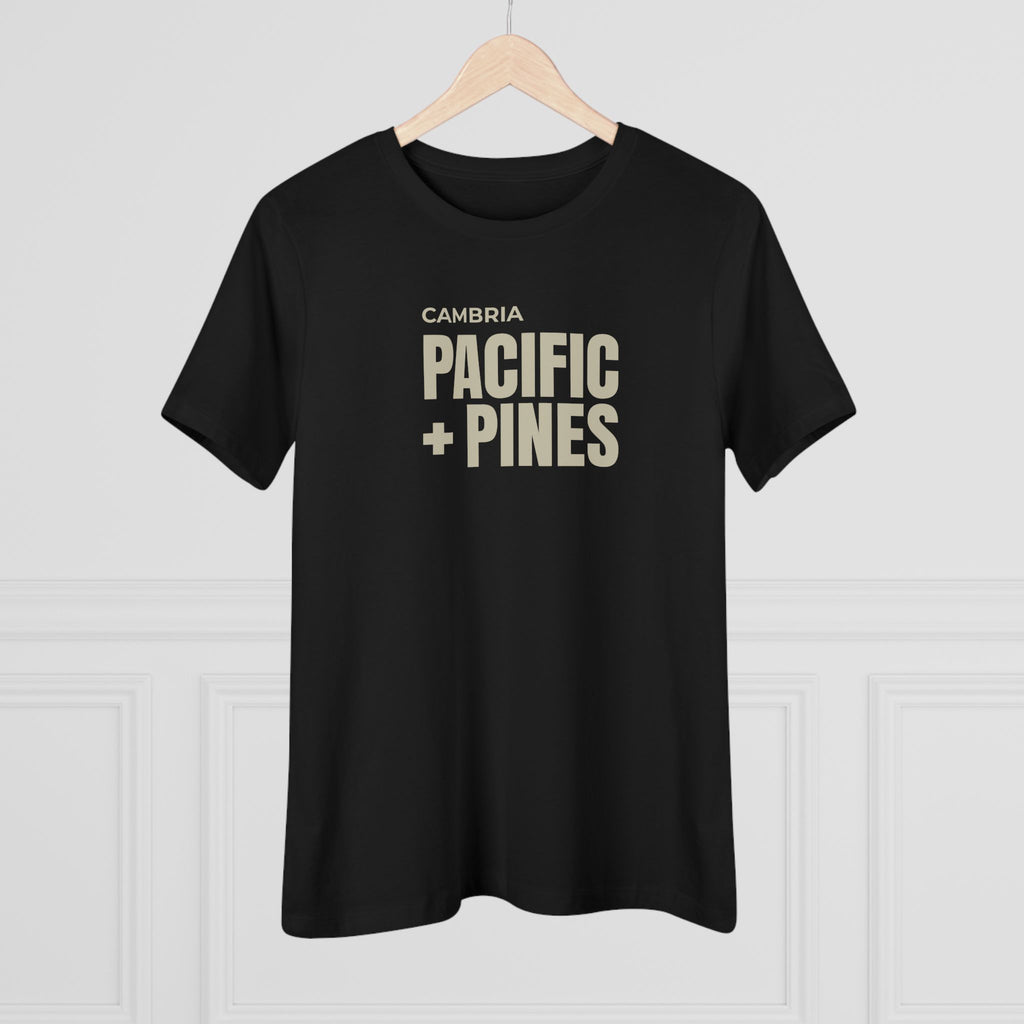 Pacific + Pines Women's Cotton Tee — Cambria Coastal Graphic Shirt