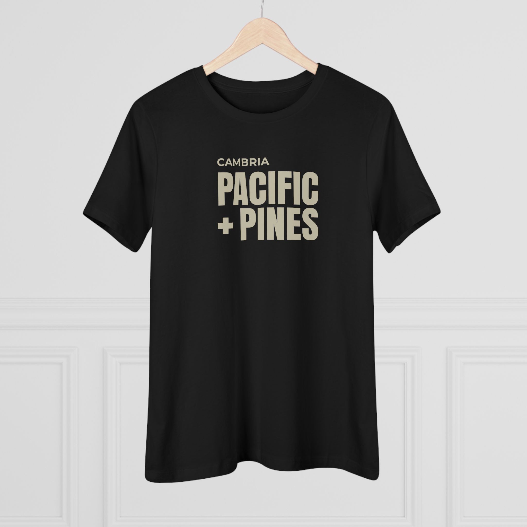 Pacific + Pines Women's Cotton Tee — Cambria Coastal Graphic Shirt