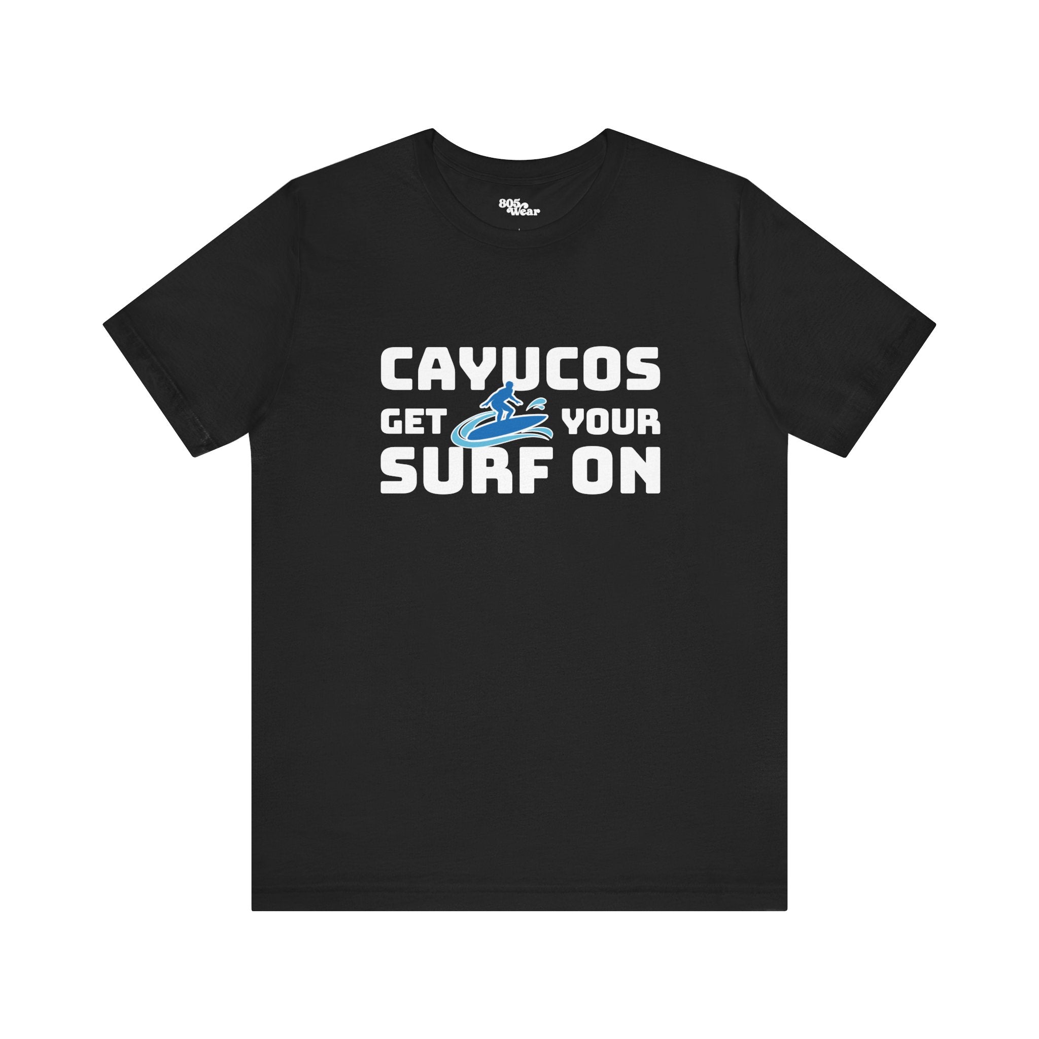 Surfing Cayucos Unisex Tee, Beach Graphic T-Shirt, California Waves Shirt, Coastal Summer Top, Ocean Lover Gift, Surfboard Apparel