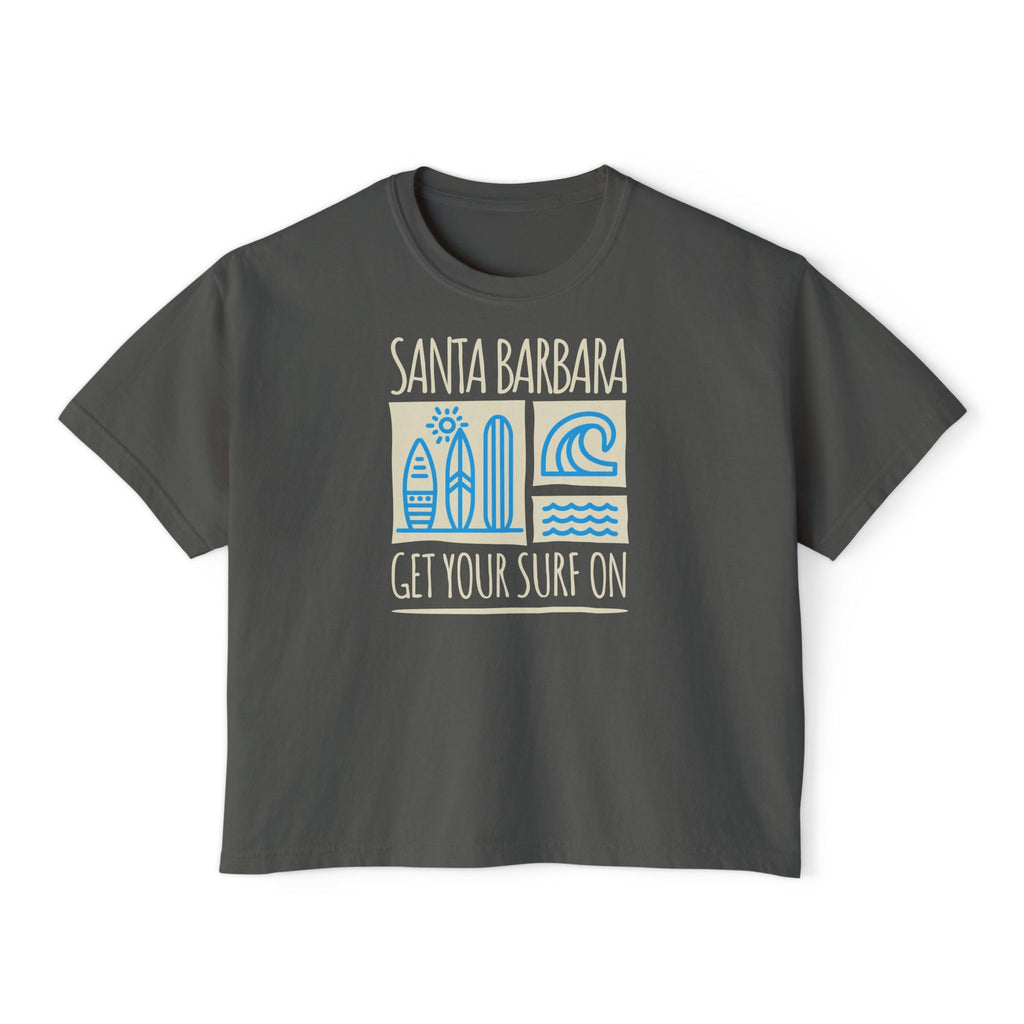 Santa Barbara Surf Boxy Tee | Graphic Summer Top, Beachwear Gift, Surf Community Wear, Unisex Casual Tee, Outdoor Adventure Shirt