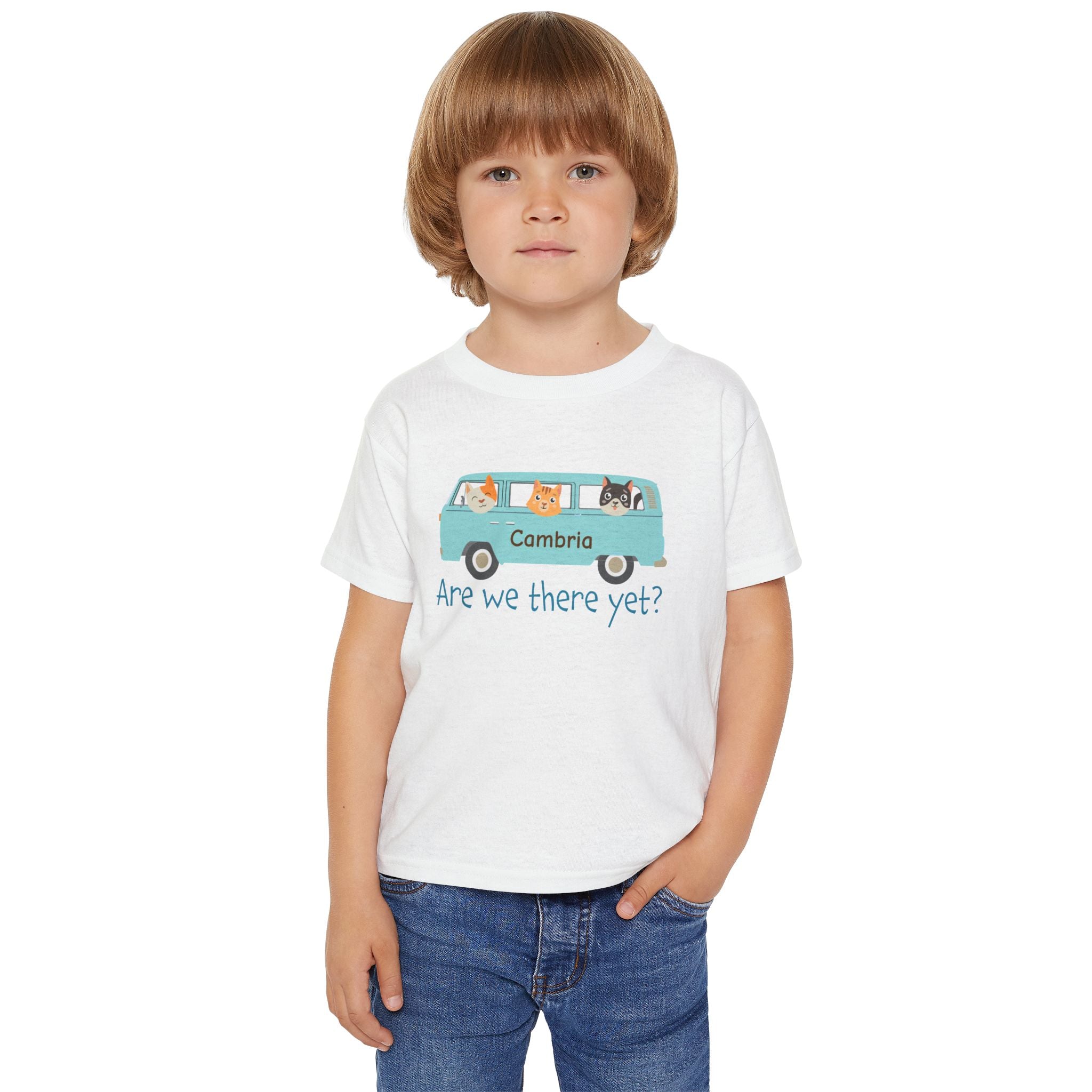 Toddler T-shirt, Bus with kittens on way to Cambria, Kid's Tee, Cat Lover, Cute Children's Shirt, Animal Print Top