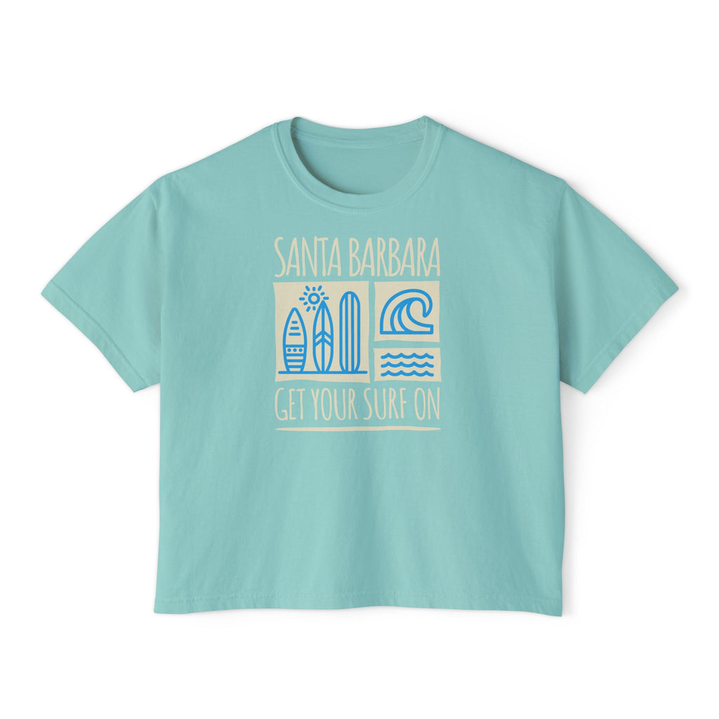 Santa Barbara Surf Boxy Tee | Graphic Summer Top, Beachwear Gift, Surf Community Wear, Unisex Casual Tee, Outdoor Adventure Shirt