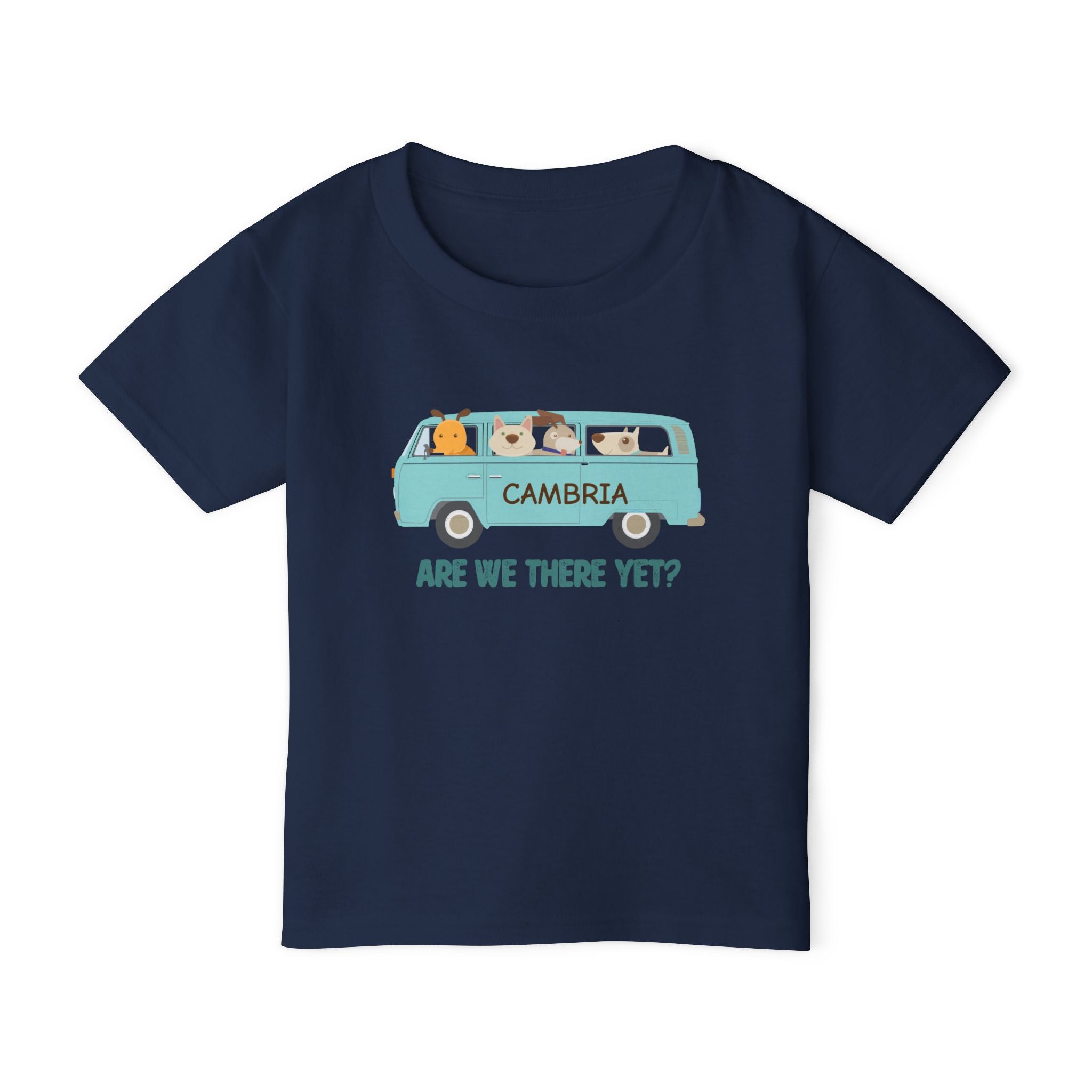 Toddler T-shirt, Cute Dogs in a Bus on the Way to Cambria, Dog Lover Tee, Kids Animal Graphic Shirt, Puppy Print Top, Fun Pet Design Apparel