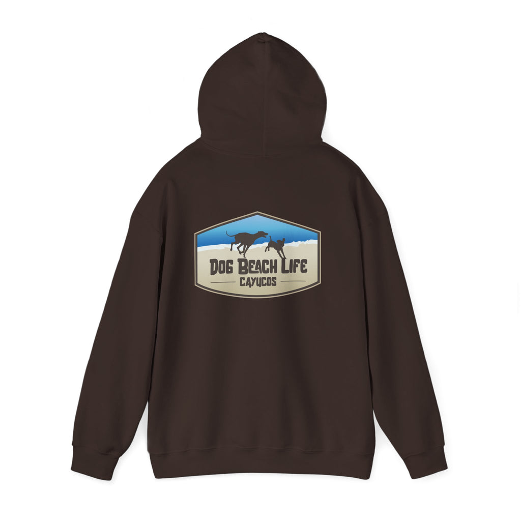 Dog Beach Life Cayucos, CA Unisex Hoodie, Cozy Sweatshirt for Beach Lovers, Perfect Gift for Surfers, Summer Relaxation, Ocean Adventure