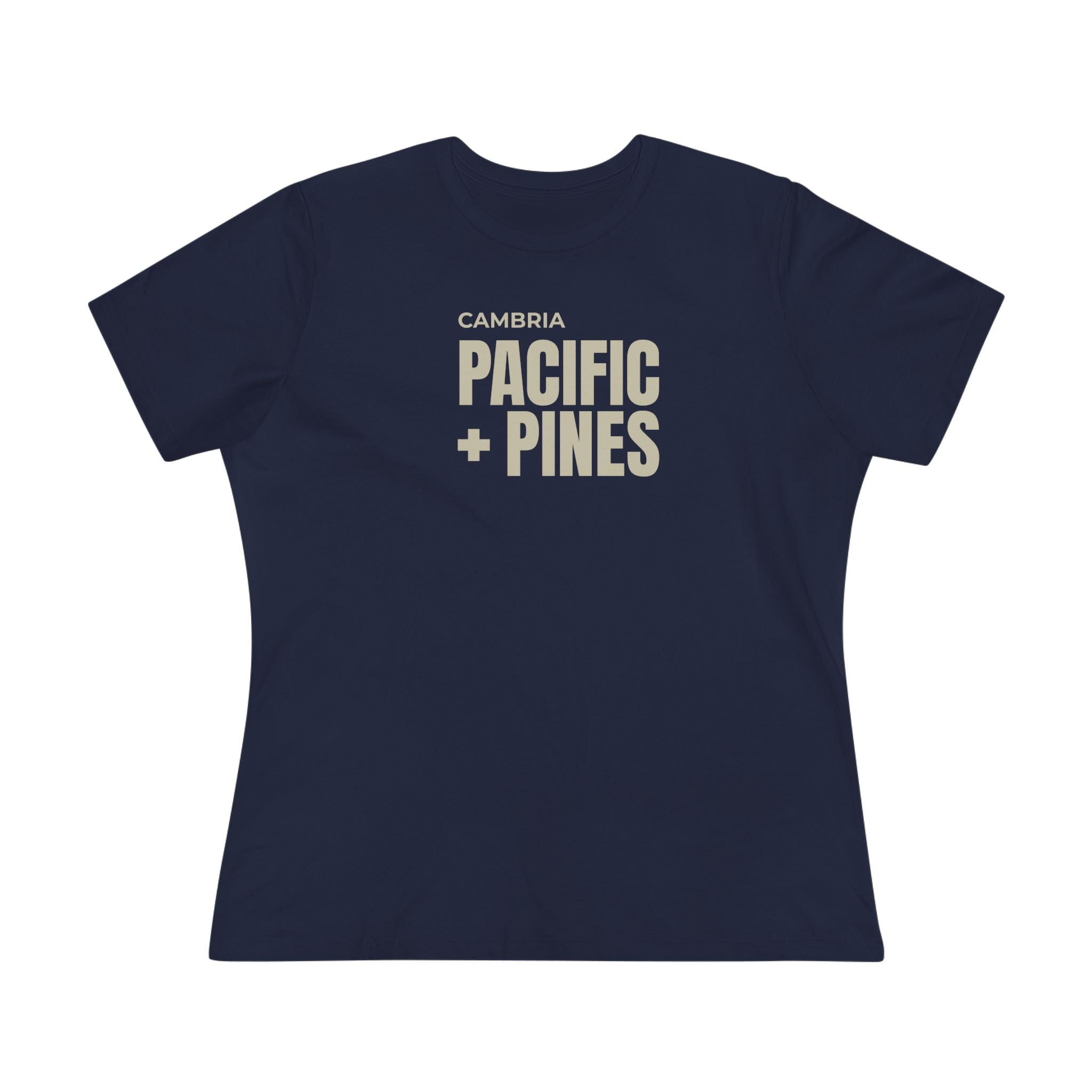 Pacific + Pines Women's Cotton Tee — Cambria Coastal Graphic Shirt