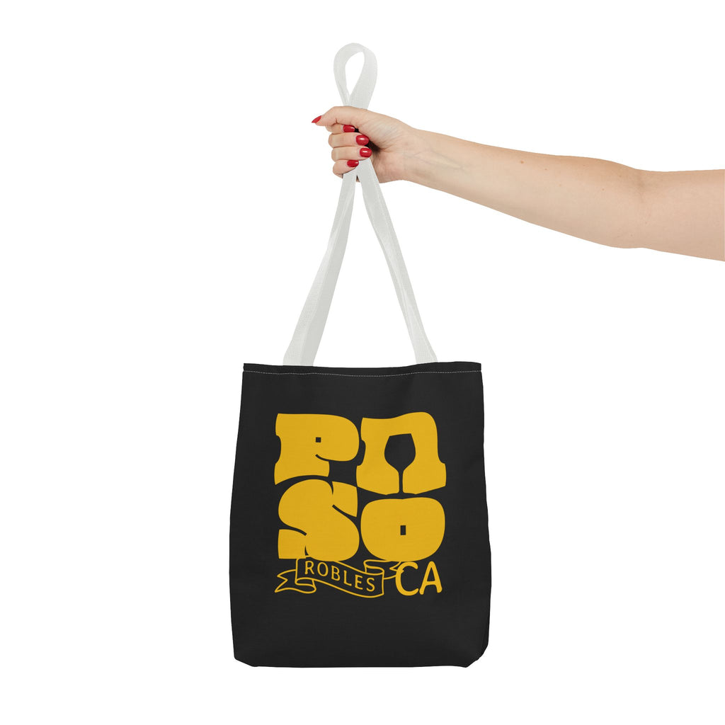 Paso Robles CA Retro Tote Bag - Vintage Yellow Logo AOP Canvas Tote