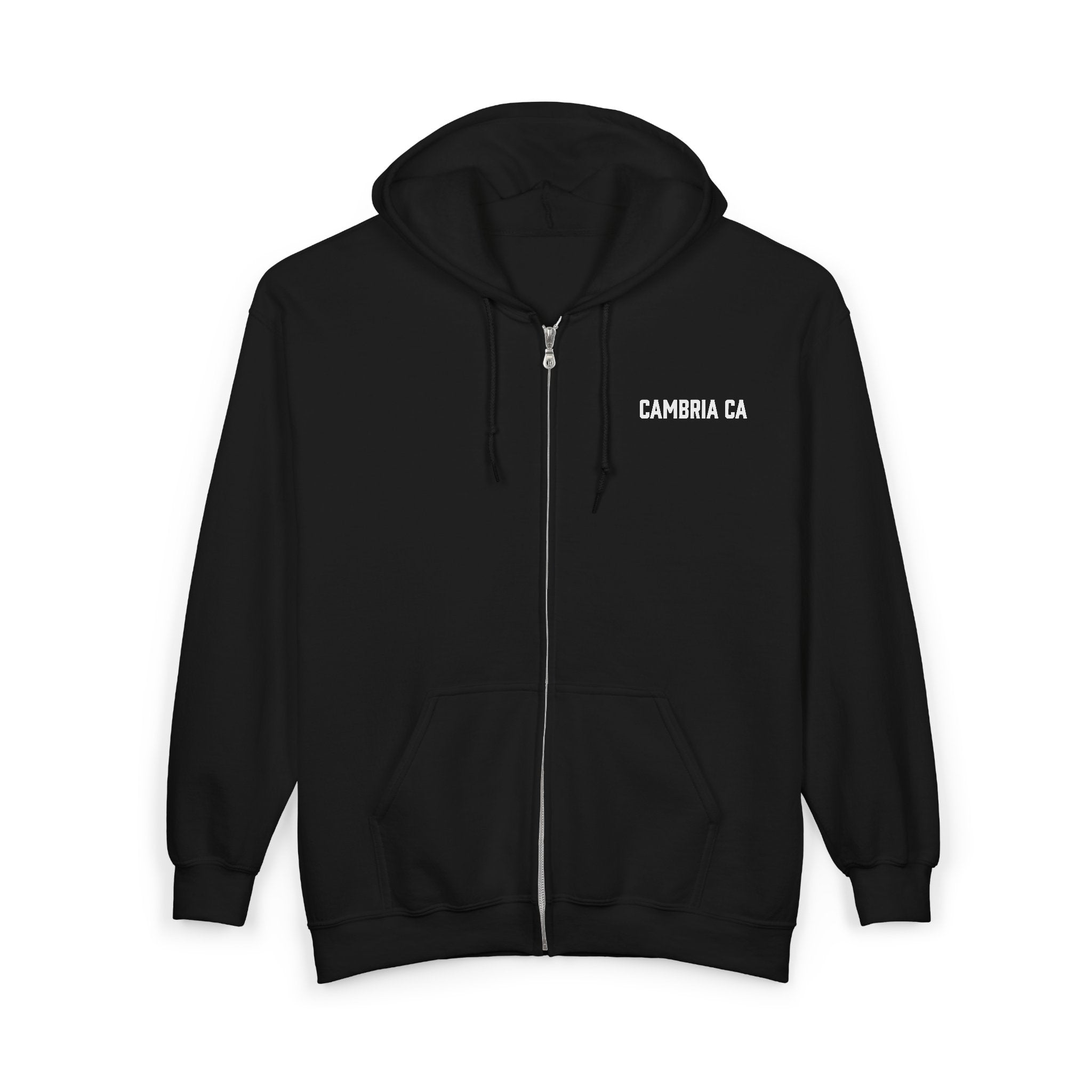 Cambria Dog Park Zip Hoodie — Scenic Coastal Mountain Pet Lover Sweatshirt